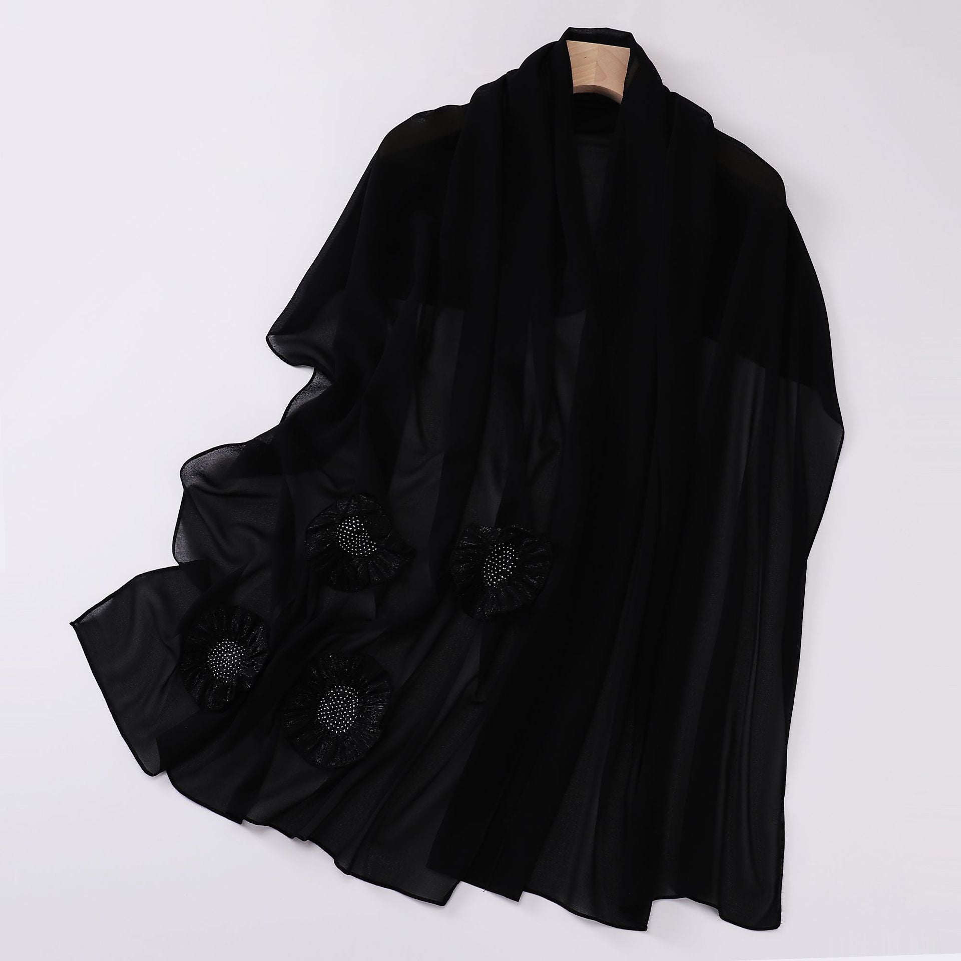 New pearl chiffon scarf circle hot diamond pleated lace long scarf Middle East Africa Malaysia headscarf