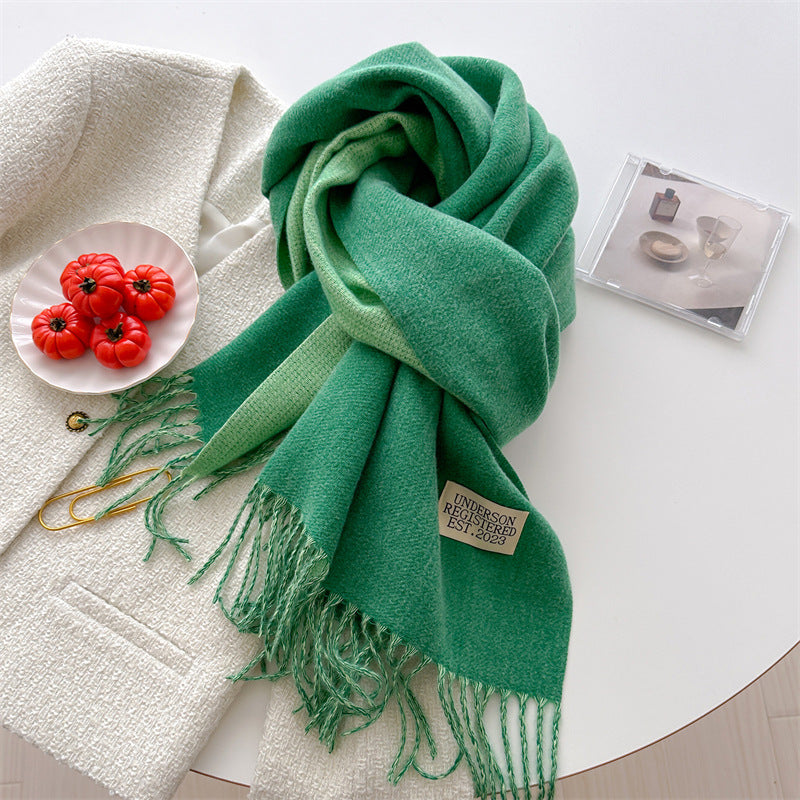 Autumn and winter new double-sided imitation cashmere scarf women's solid color long shawl scarf