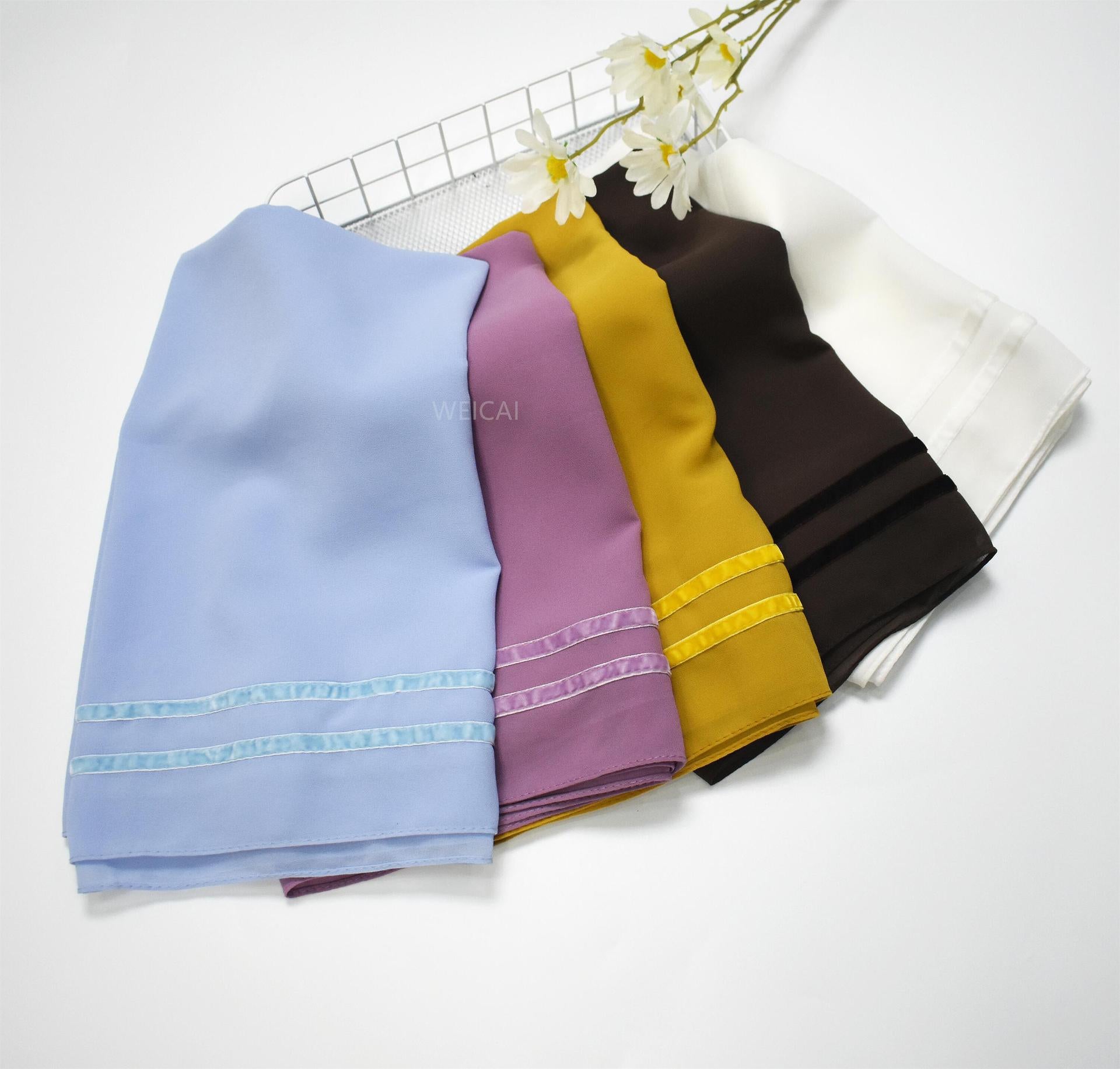 New solid color chiffon  bilateral long scarf thin Middle East headscarf Malaysia Indonesia hijab