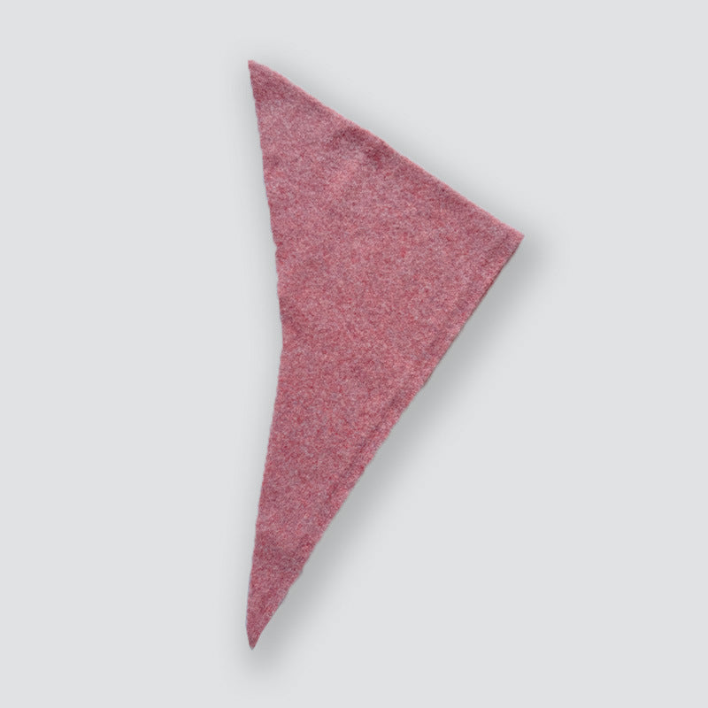 Contains 30 wool blended solid color knitted triangle scarf for women's autumn and winter Korean foreign small scarf headscarf dual-purpose