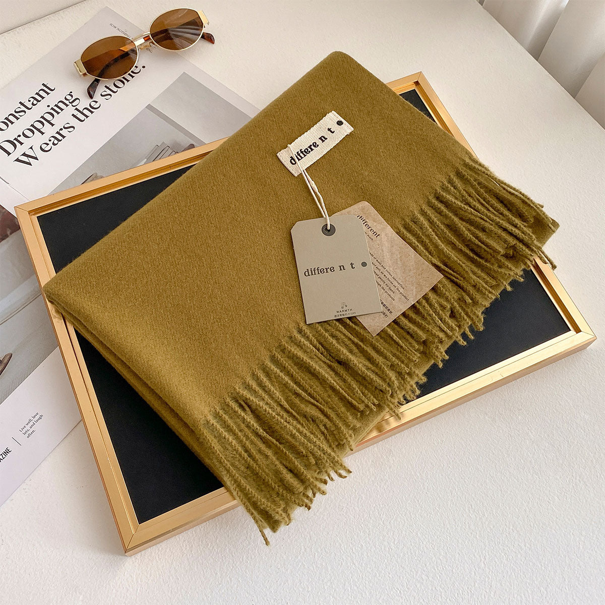 2025 Winter Imitation Cashmere Solid Color Scarf Women's Medium and Long Warm Scarf Shawl