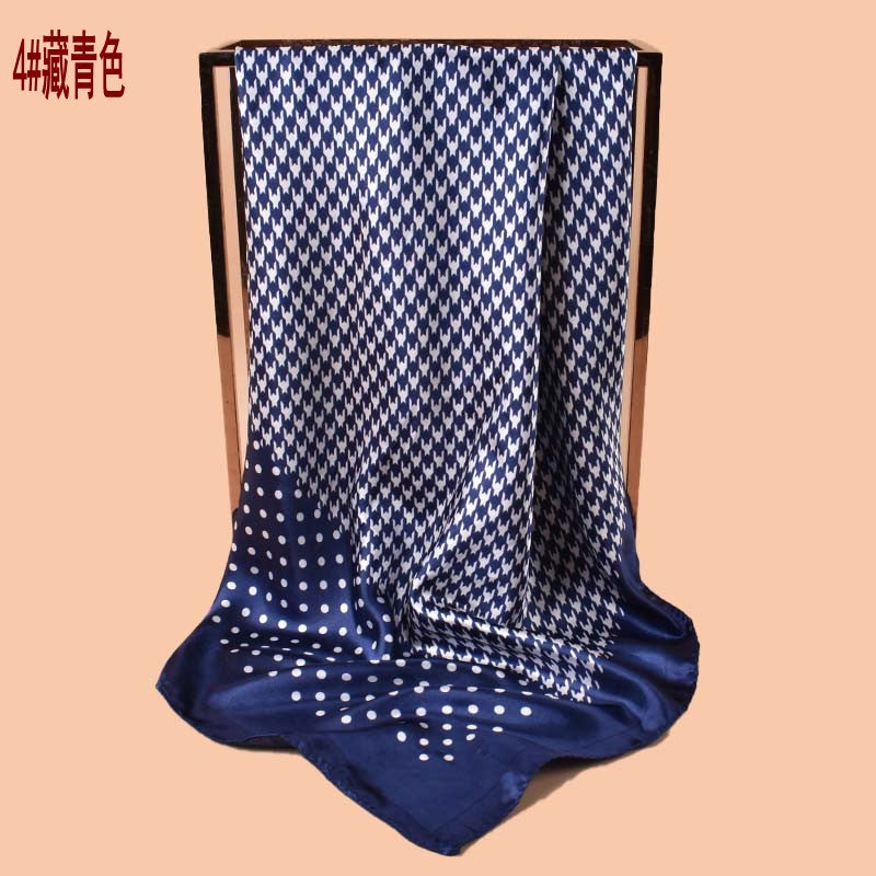 2025 new 90-satin polka dot thousand bird grid printed square scarf with sunscreen, bag head silk scarf decoration, scarf