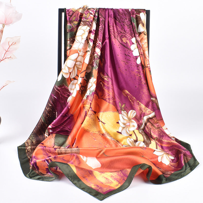 New fashionable versatile natural landscape pattern printing high-quality 90 * 90 color square towel