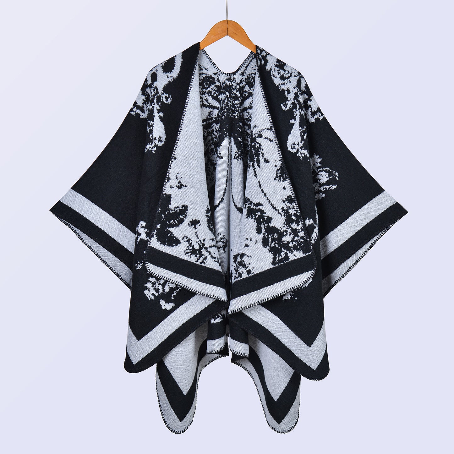 Hot-selling women's retro big shawl scarf autumn and winter retro big butterfly jacquard split-ended warm cloak live stream