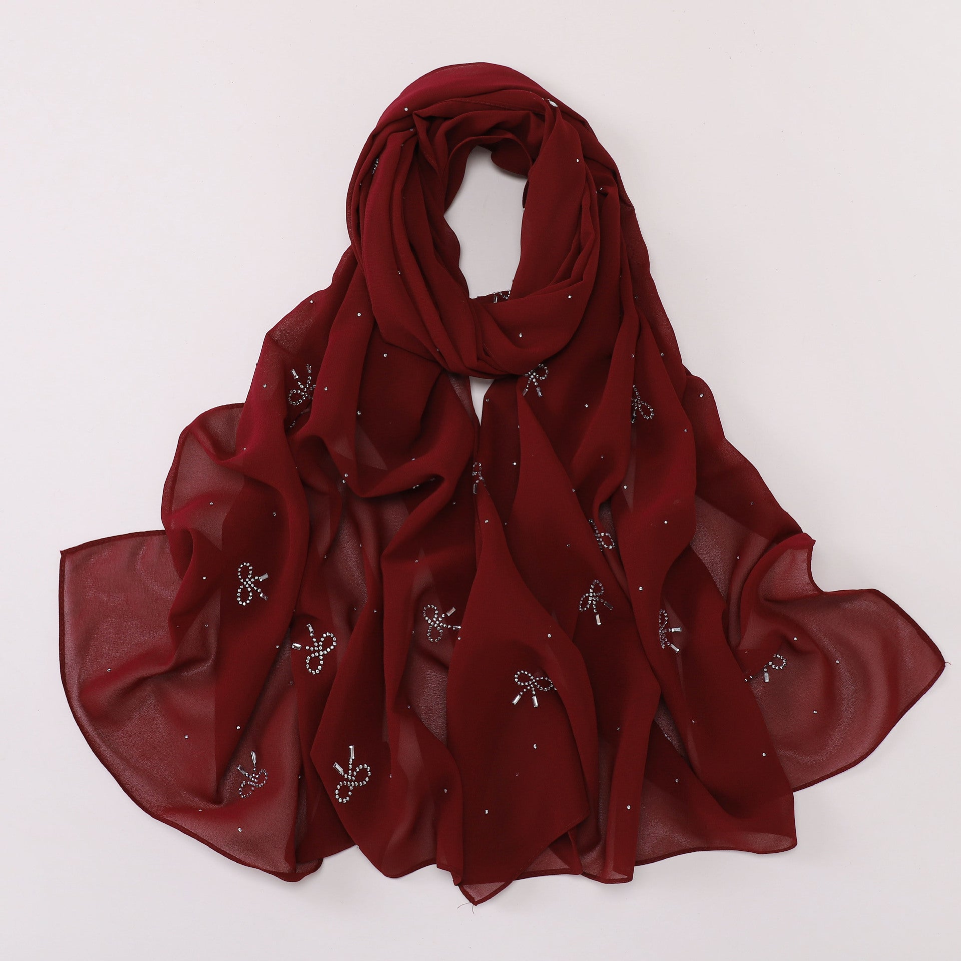 New Pearl Chiffon Muslim Hot Diamond Long Middle East Headscarf