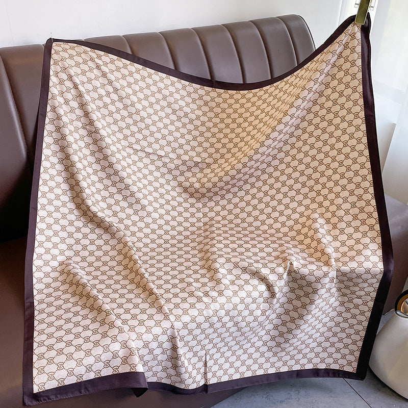 New square scarf, French retro silk scarf, women's twill silk scarf, neck cover, shawl printed scarf, weatherproof