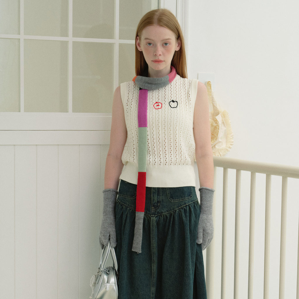 Designer's same flat replacement containing 30 wool warm color striped splicing contrasting color thin scarf spring and summer sausage scarf