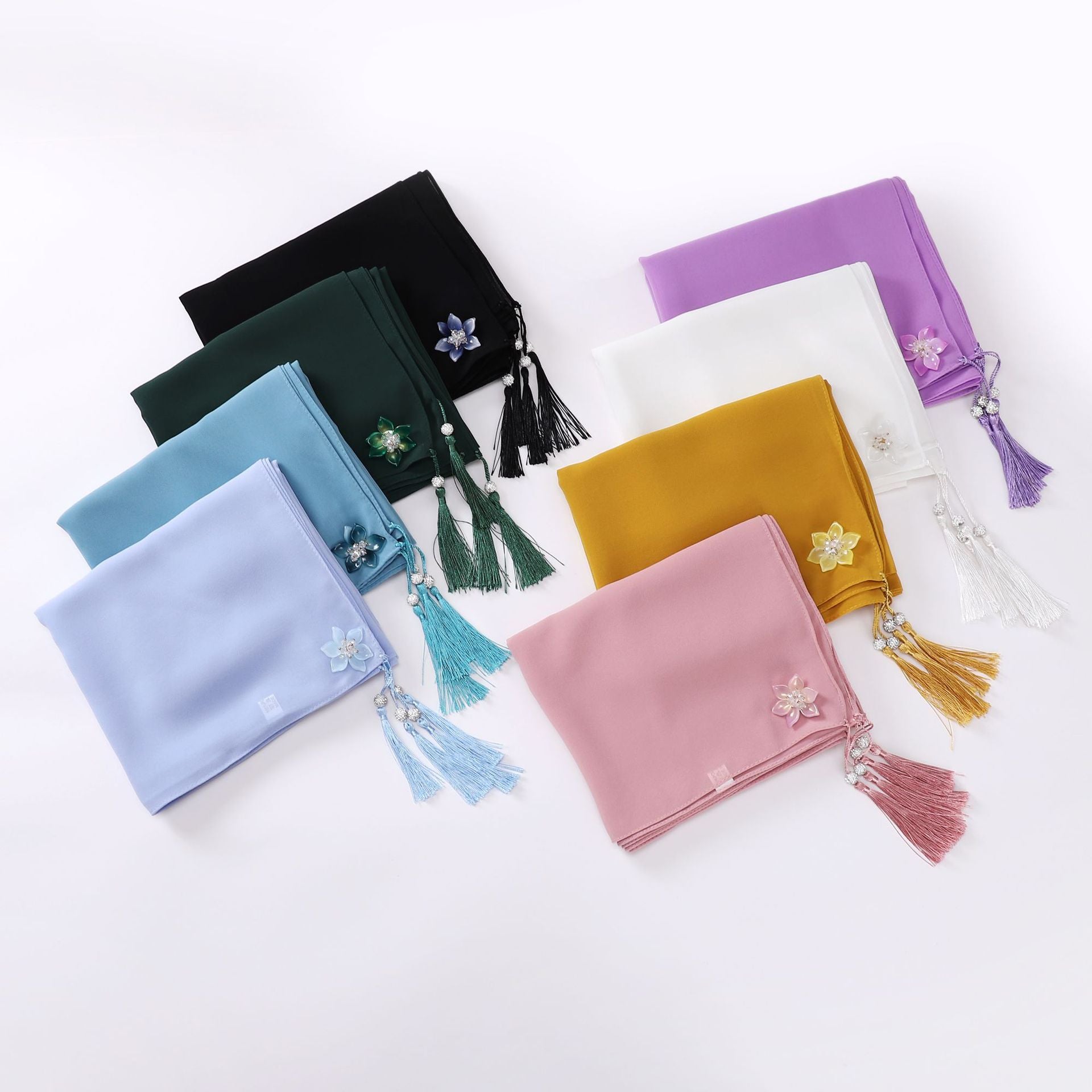 newdiamond tassel monochrome pearl chiffon  women's head scarf hijab