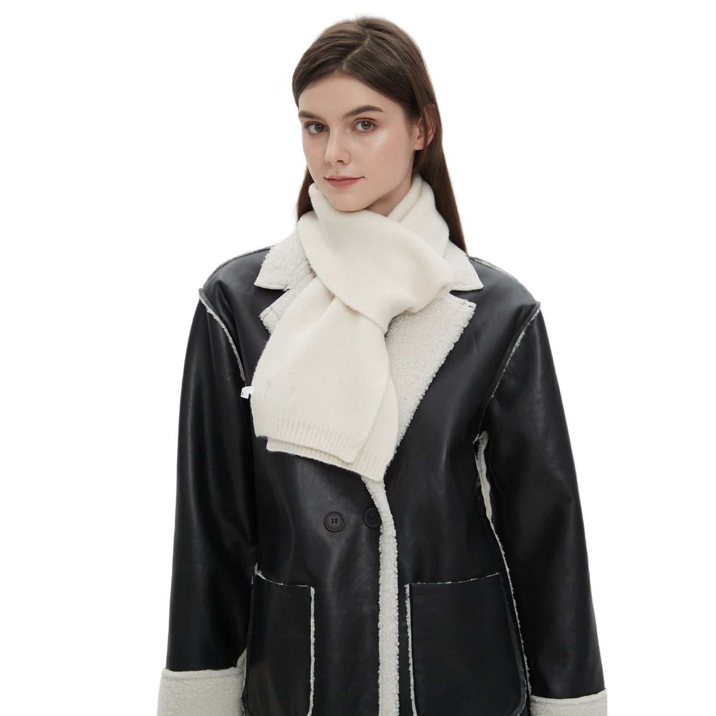 2025 autumn and winter new high-end quality Korean men and women couple solid color knitted scarf