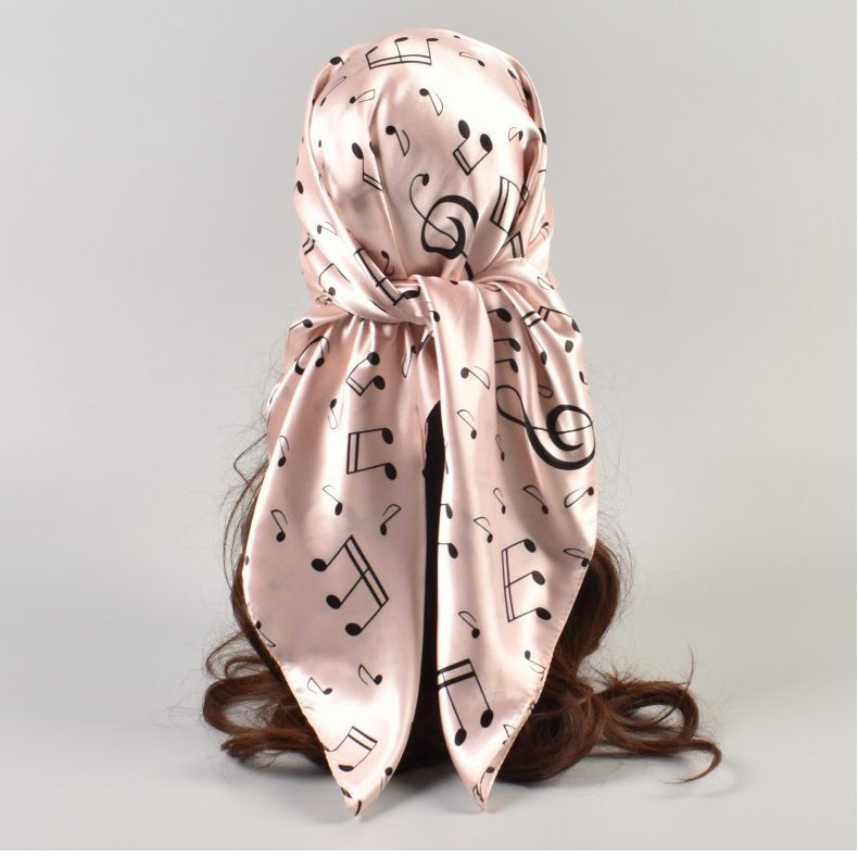 Summer new music note satin square scarf silk scarf, fashion imitation silk scarf
