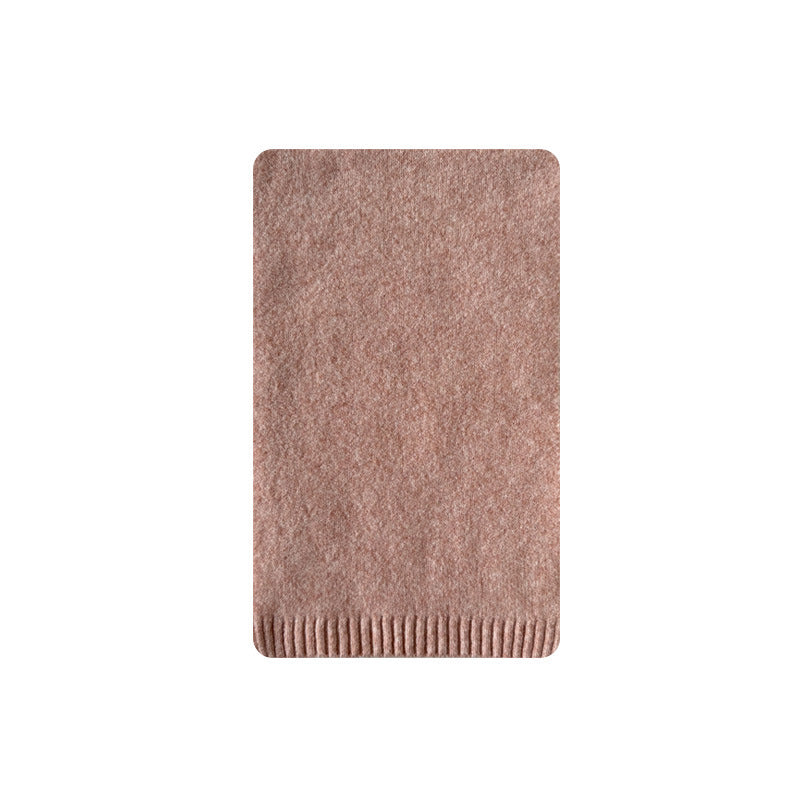 Classic basic wool blended soft waxy solid color flower knitted scarf women's winter cute wool scarf