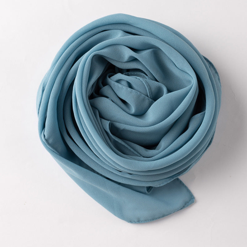 Monochrome pearl chiffon square scarf middle east headscarf gauze malay headscarf hijab