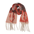 European, American autumn and winter new loop yarn imitation mohair jacquard four-leaf flower scarf