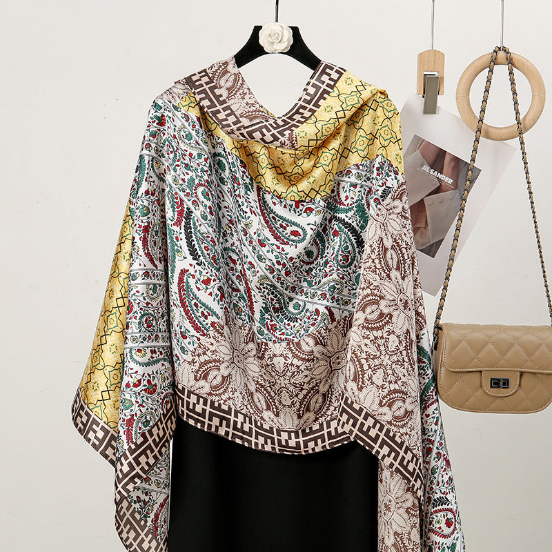 Literary, fresh and elegant, fragrant cloud cashew pattern, color matching, shawl, scarf, ethnic women's headscarf