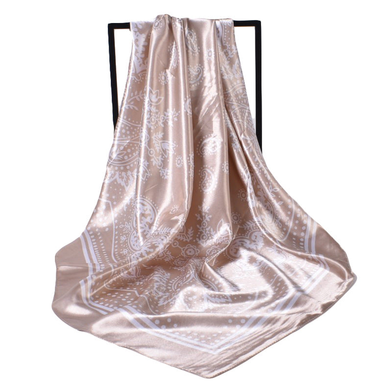 Europe and the United States hot-selling retro paisley satin printing 90cm square silk scarf, small batch LOGO customization