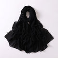 Monochrome pearl chiffon wavy edge beaded scarf gauze malay headscarf middle east Africa hijab
