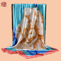 2025 new 90cm-color bud plain and elegant camellia printed square scarf with sunscreen bag head silk scarf decorative scarf