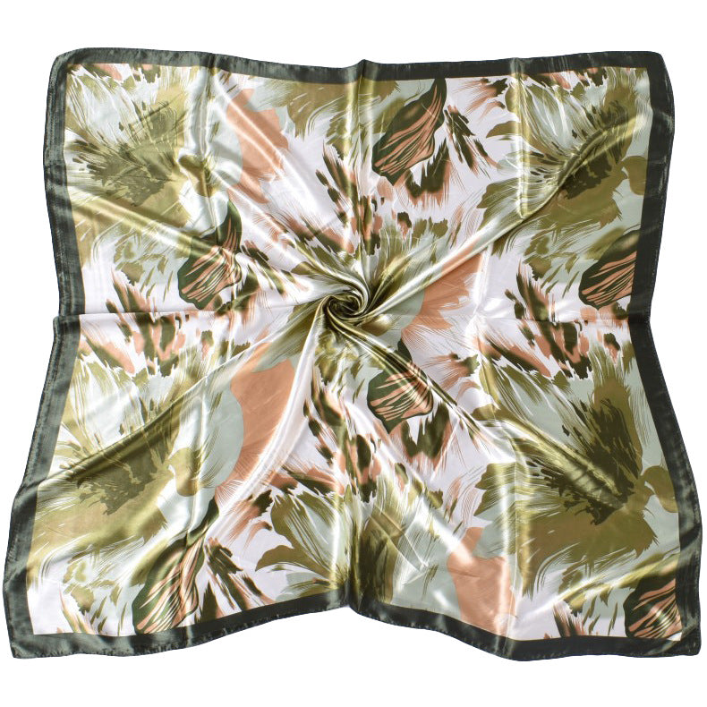 Fashion autumn and winter new 90-color diced imitation silk feather square silk scarf, scarf