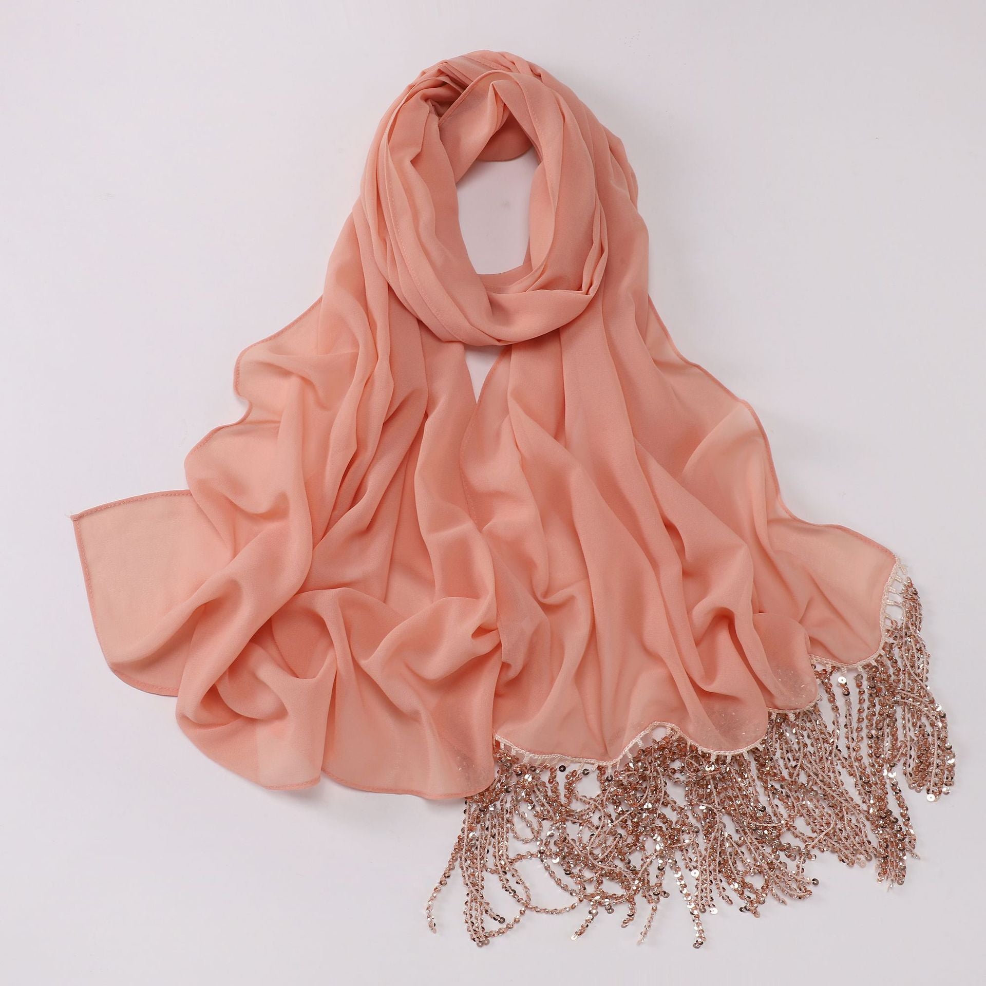 New Pearl Chiffon Headscarf Crystal Tassel Middle East and Africa Headscarf
