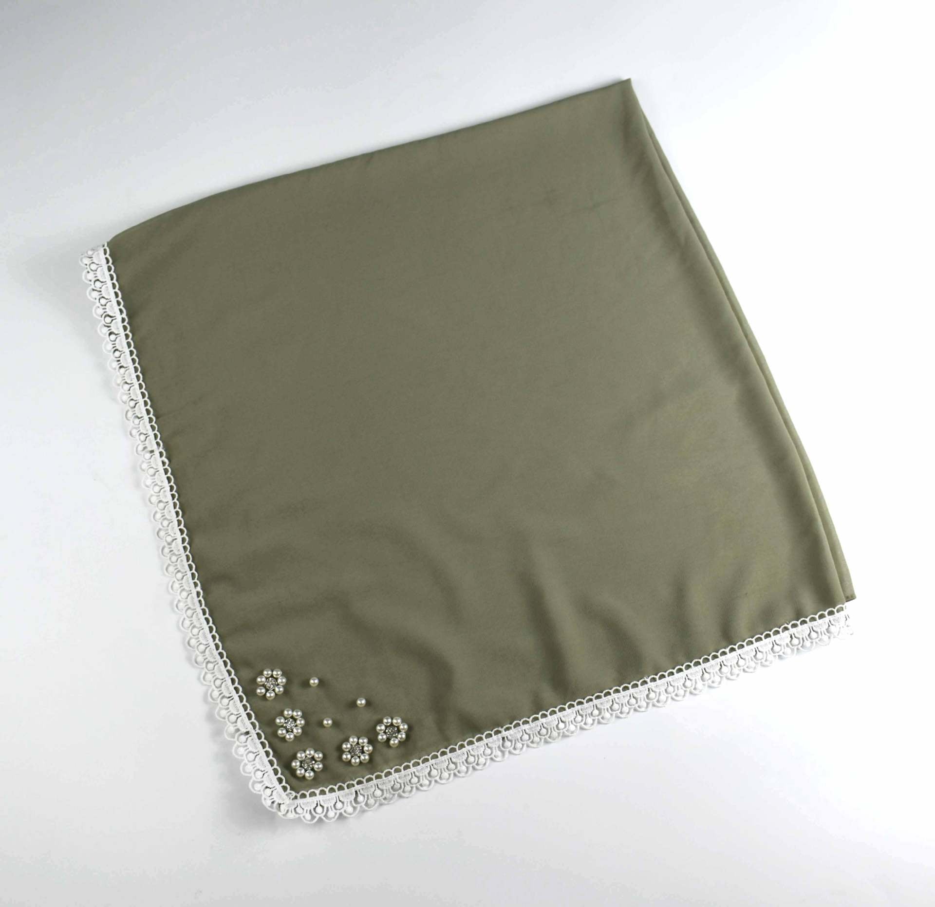 Monochrome pearl chiffon square scarf ins small flower silk scarf Middle East Africa hijab