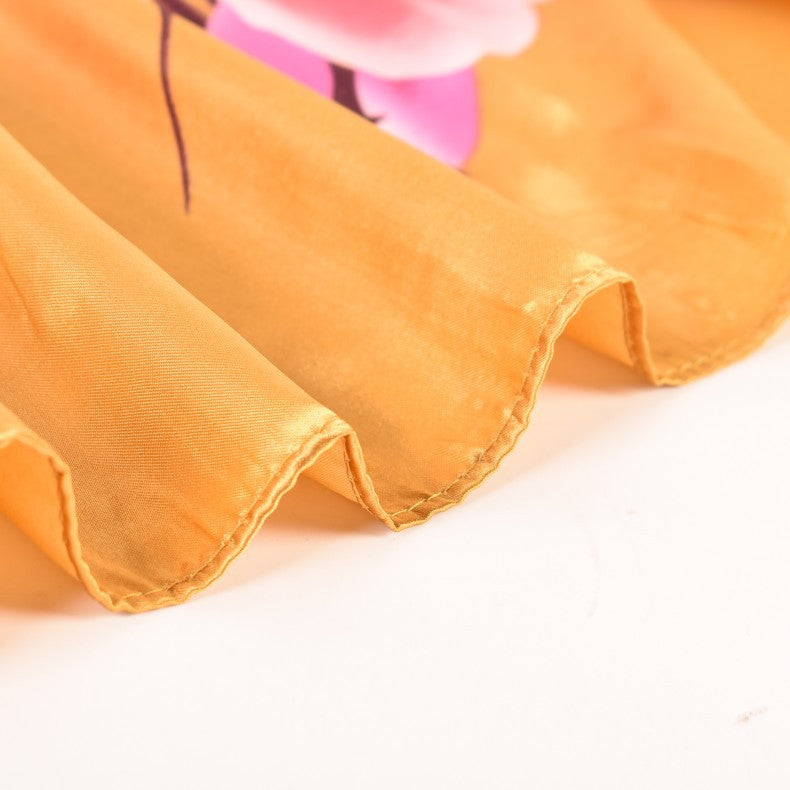 Fashion Spring and Autumn New Simple Small Fresh Peony Satin 90 * 90 Women, Silk Scarf Scarf Shawl