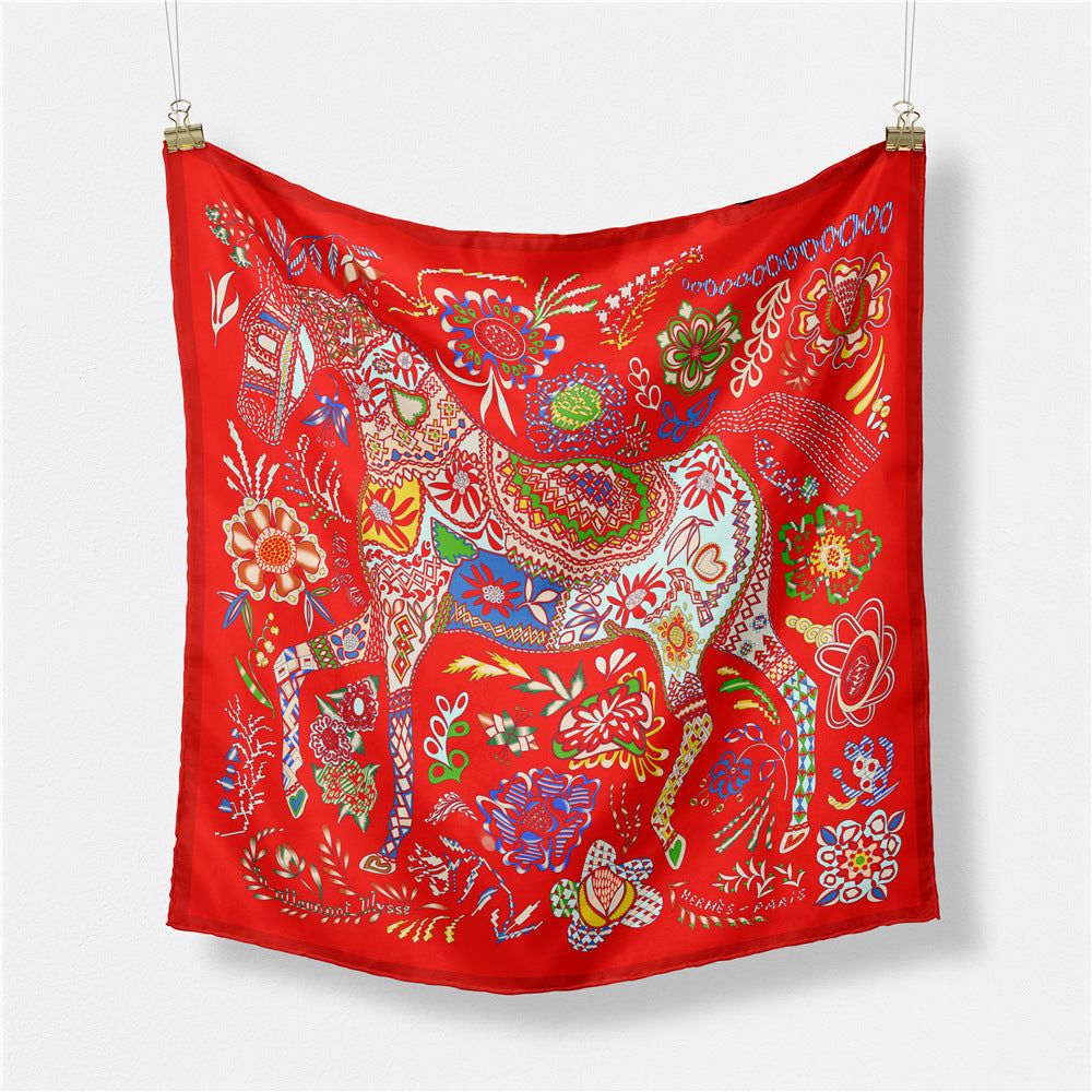 Fashion Thai elephant pattern, printed scarf, artificial silk twill silk 53cm small square scarf, women's scarf