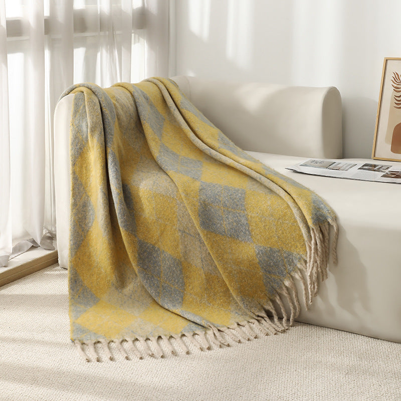 Blanket 2025 new European and American autumn and winter circle yarn imitation mohair thickened large shawl jacquard blanket