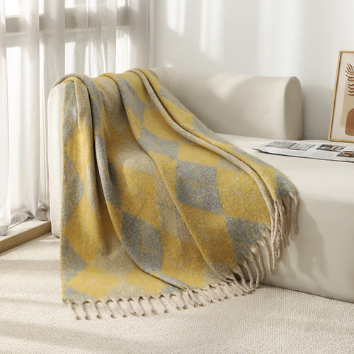 Blanket 2025 new European and American autumn and winter circle yarn imitation mohair thickened large shawl jacquard blanket