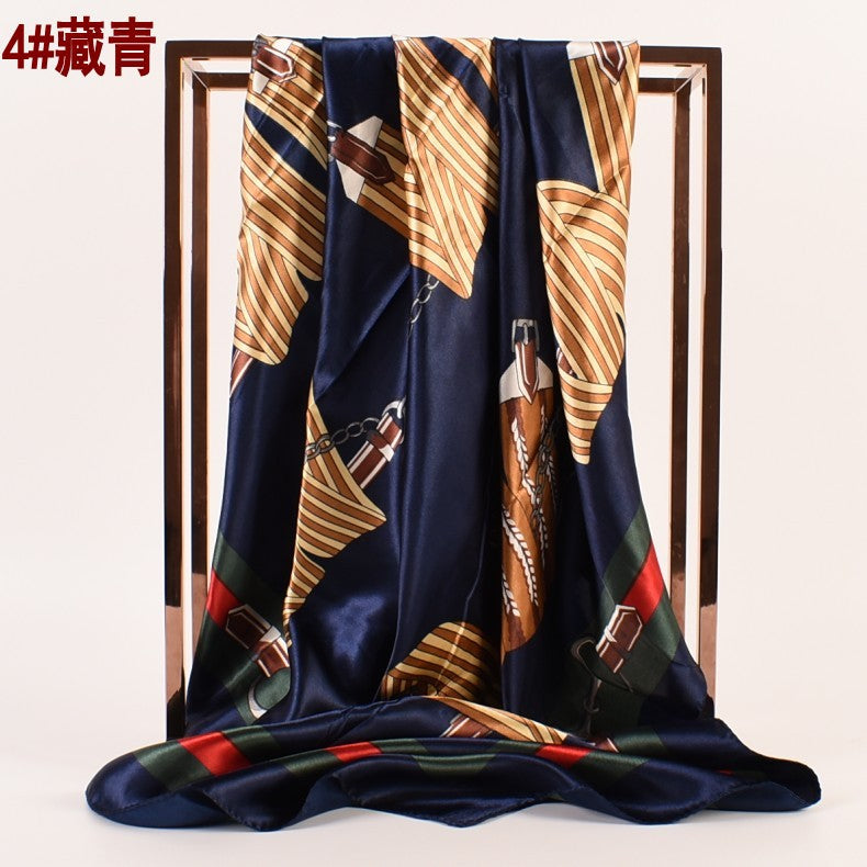Summer new geometric pattern 90-color large square scarf women's plain weave printing, silk scarf scarf one piece hair