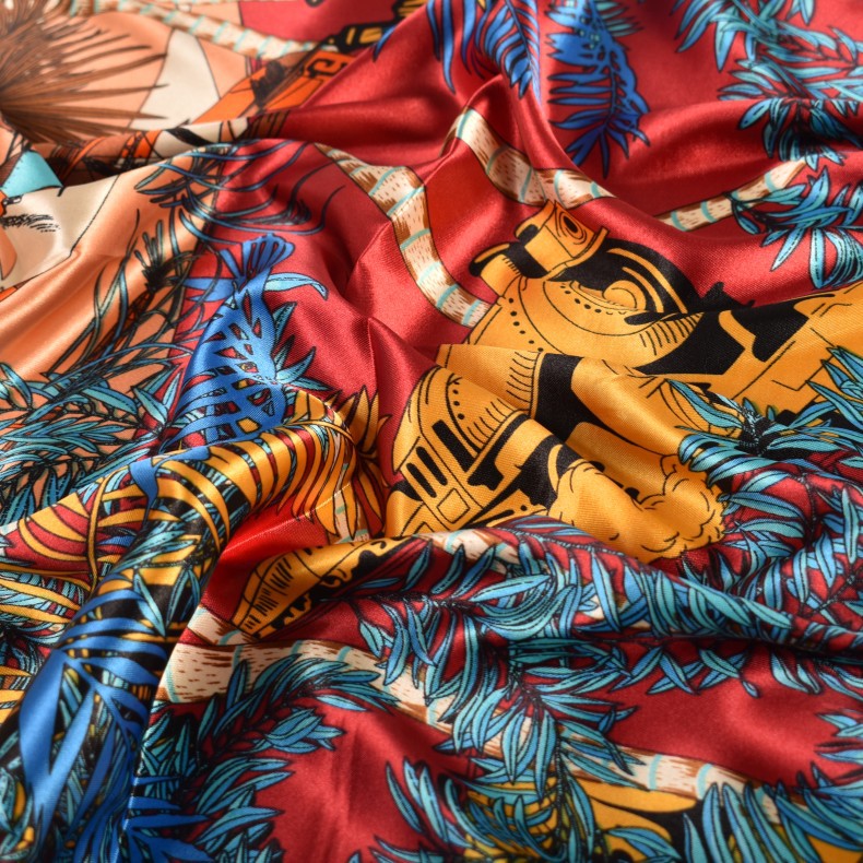 Spring new fashion plant flower 90 satin large square scarf women's silk scarf