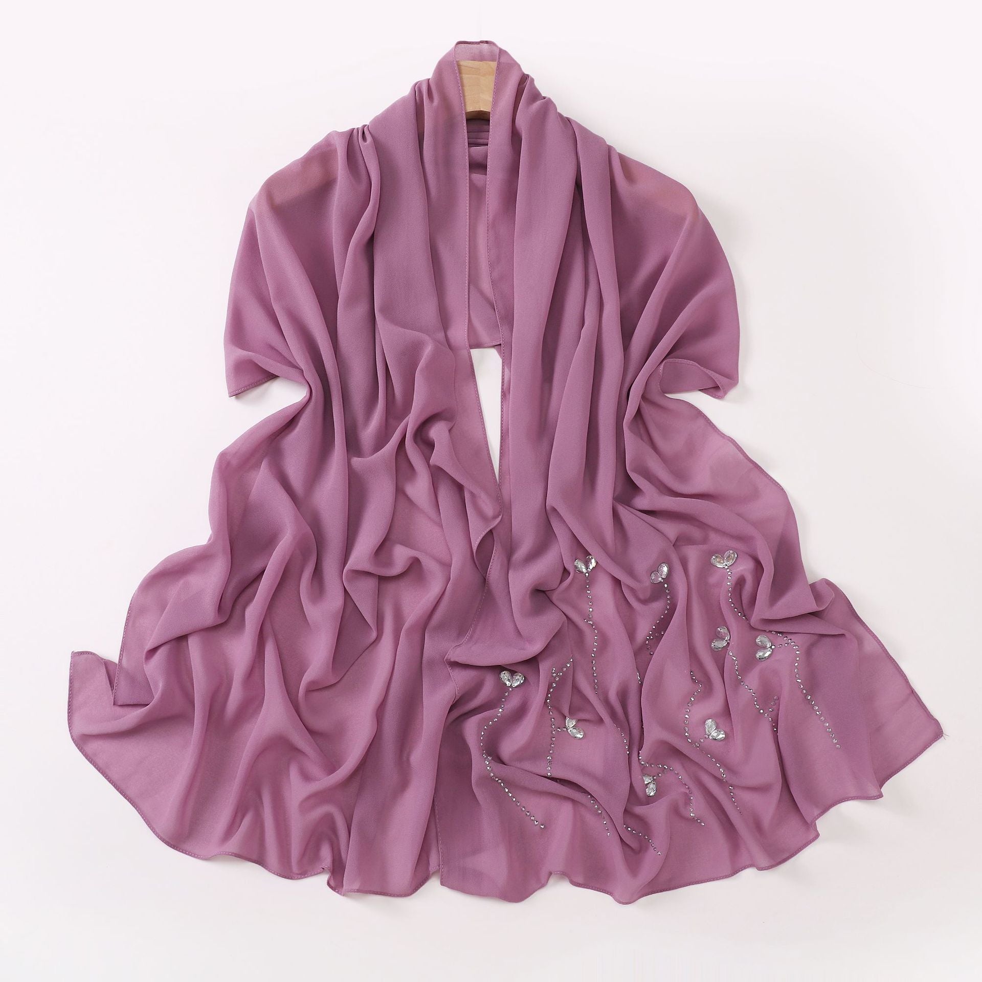 New pearl chiffon long scarf hot diamond rhinestone scarf Middle East and Africa headscarf