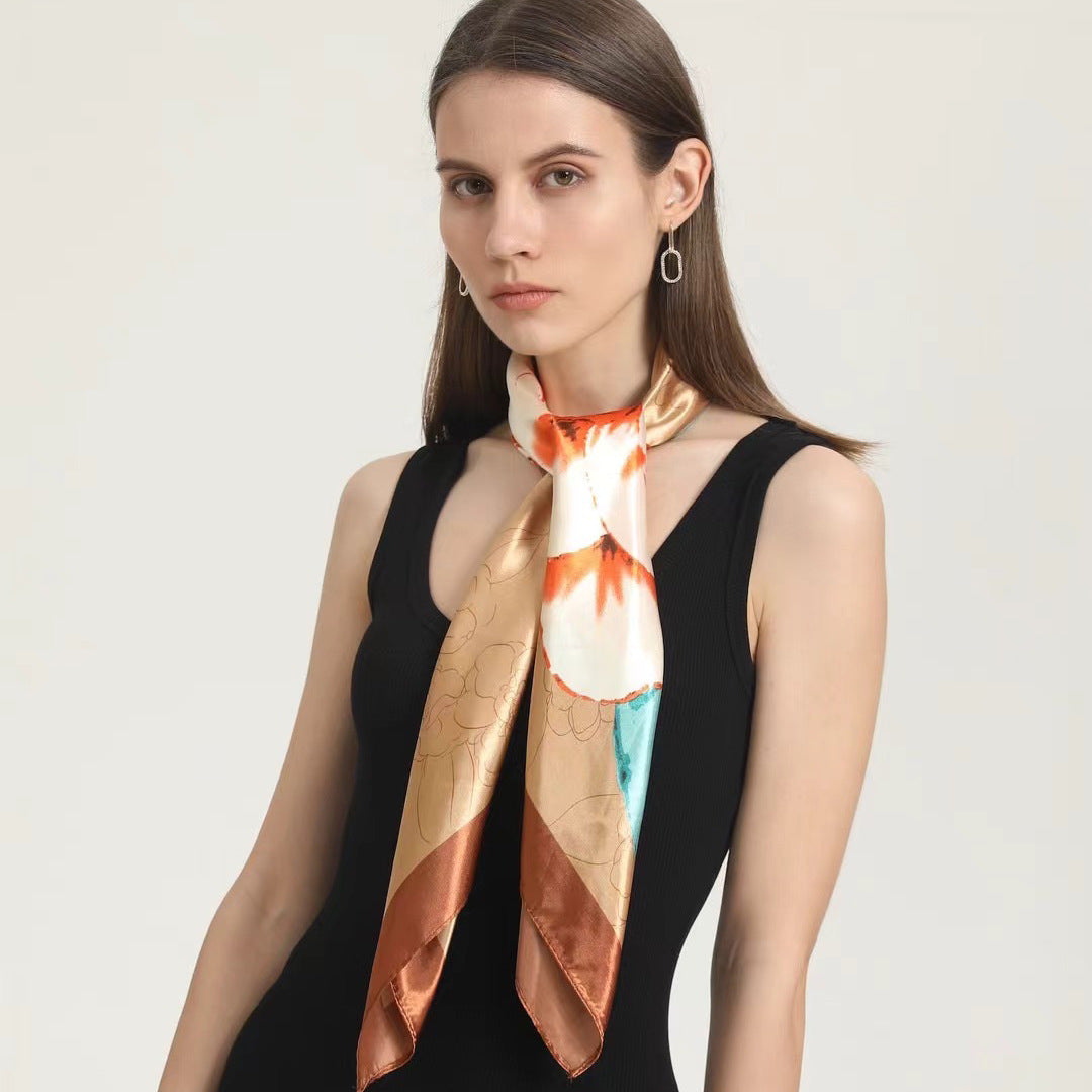 Indonesian, Malay women's head scarf, imitation silk and satin 90cm large square scarf, outer scarf