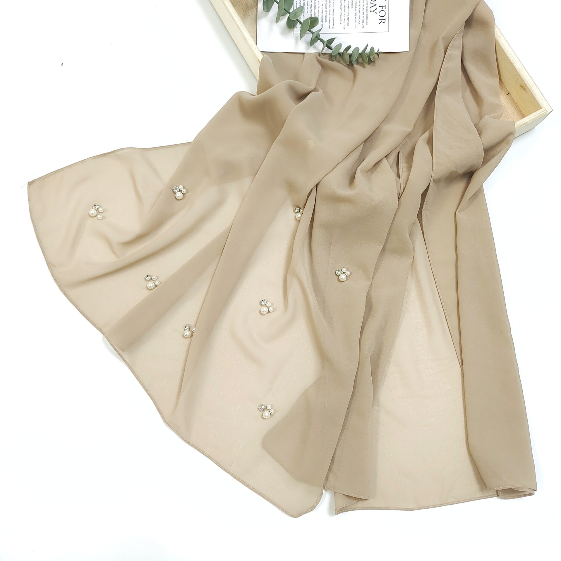 New Malaysian hijab nail pearl rhinestone chiffon scarf  scarf Middle East headscarf