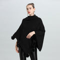 Hot European and Korean autumn and winter new loose jacquard hairball pullover knitted sweater cape shawl 0937 #