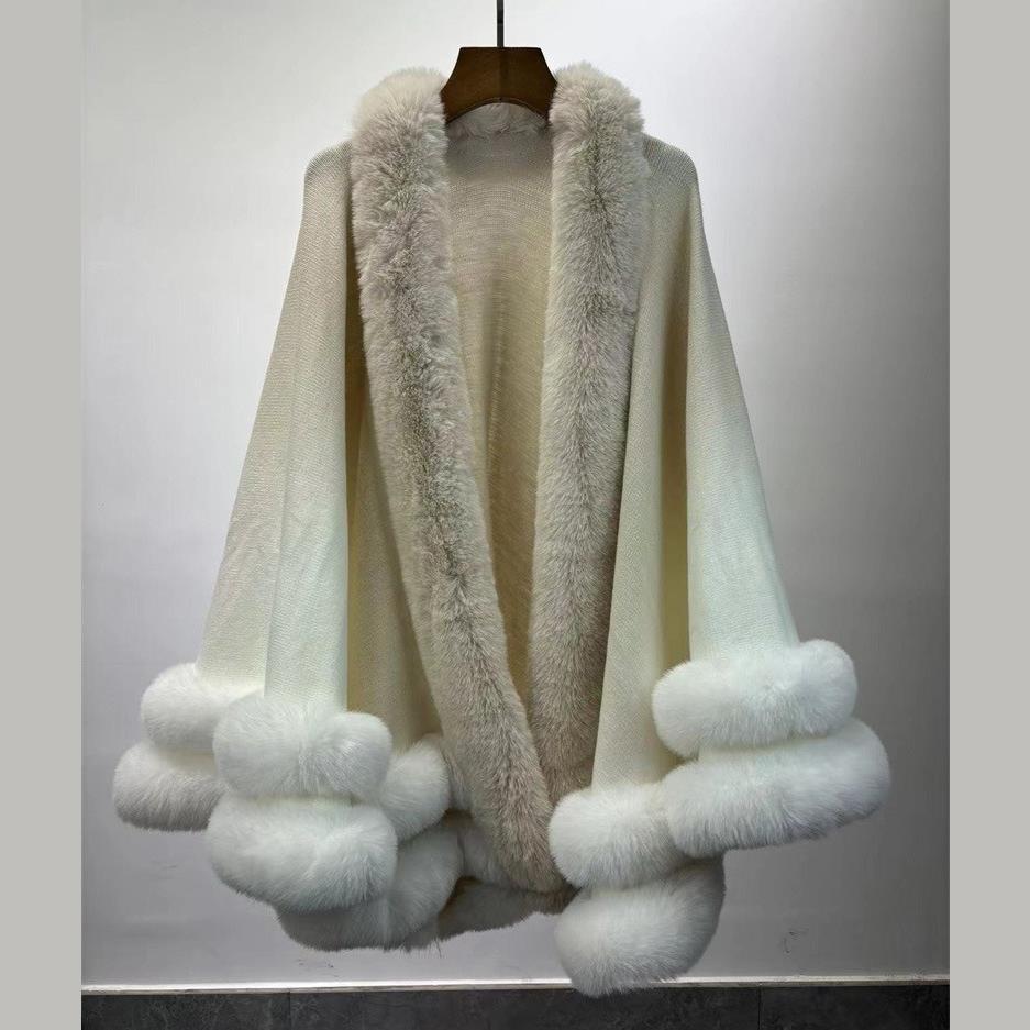 autumn and winter shawl jacket European and American loose big fur collar cape cape coat 0021