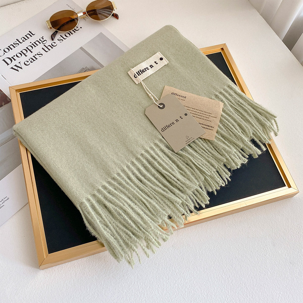 2025 Winter Imitation Cashmere Solid Color Scarf Women's Medium and Long Warm Scarf Shawl