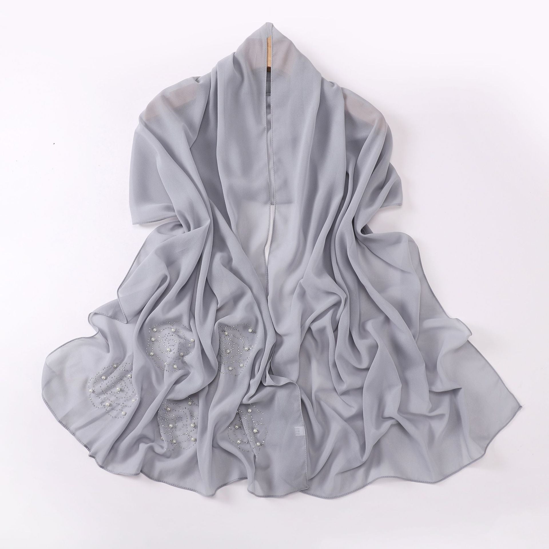 New big rose hot diamond beads pearl chiffon long scarf Middle East and Africa headscarf