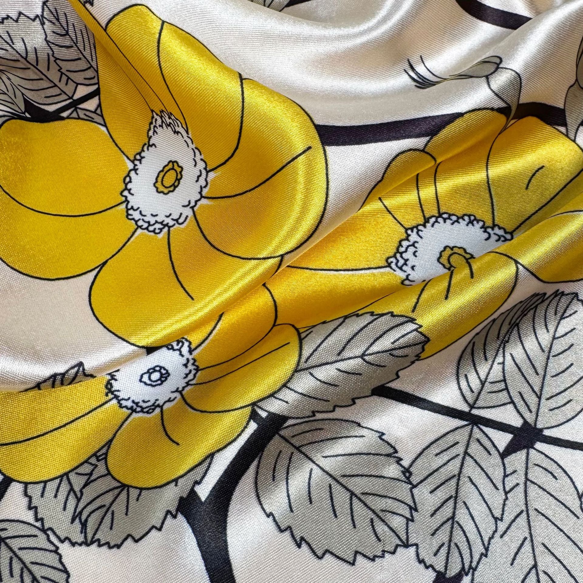 Fashion retro plant flower flower print silk scarf 90cm large square scarf, ethnic women's head scarf