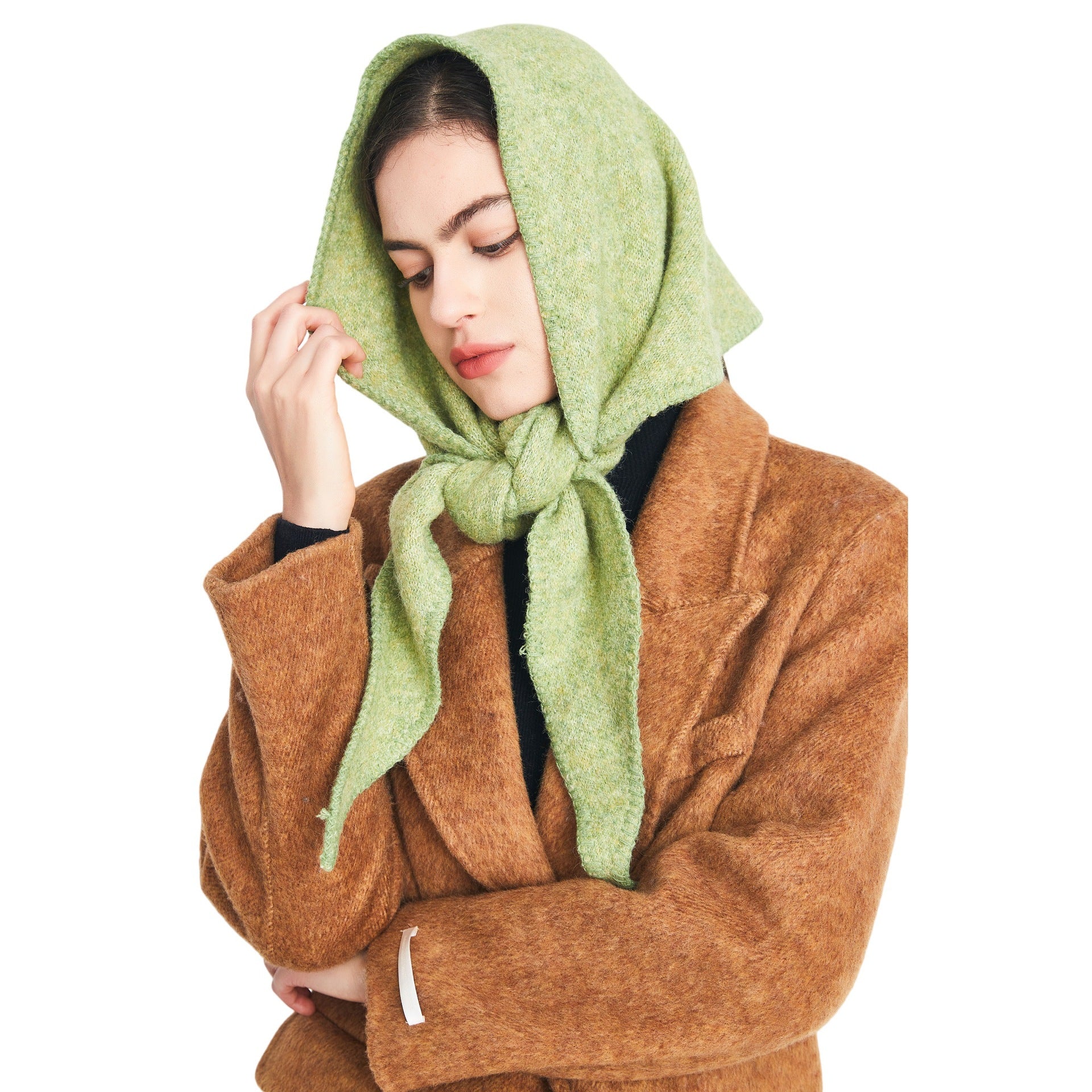 2025 new autumn and winter Korean version wool knitted triangle scarf shawl scarf