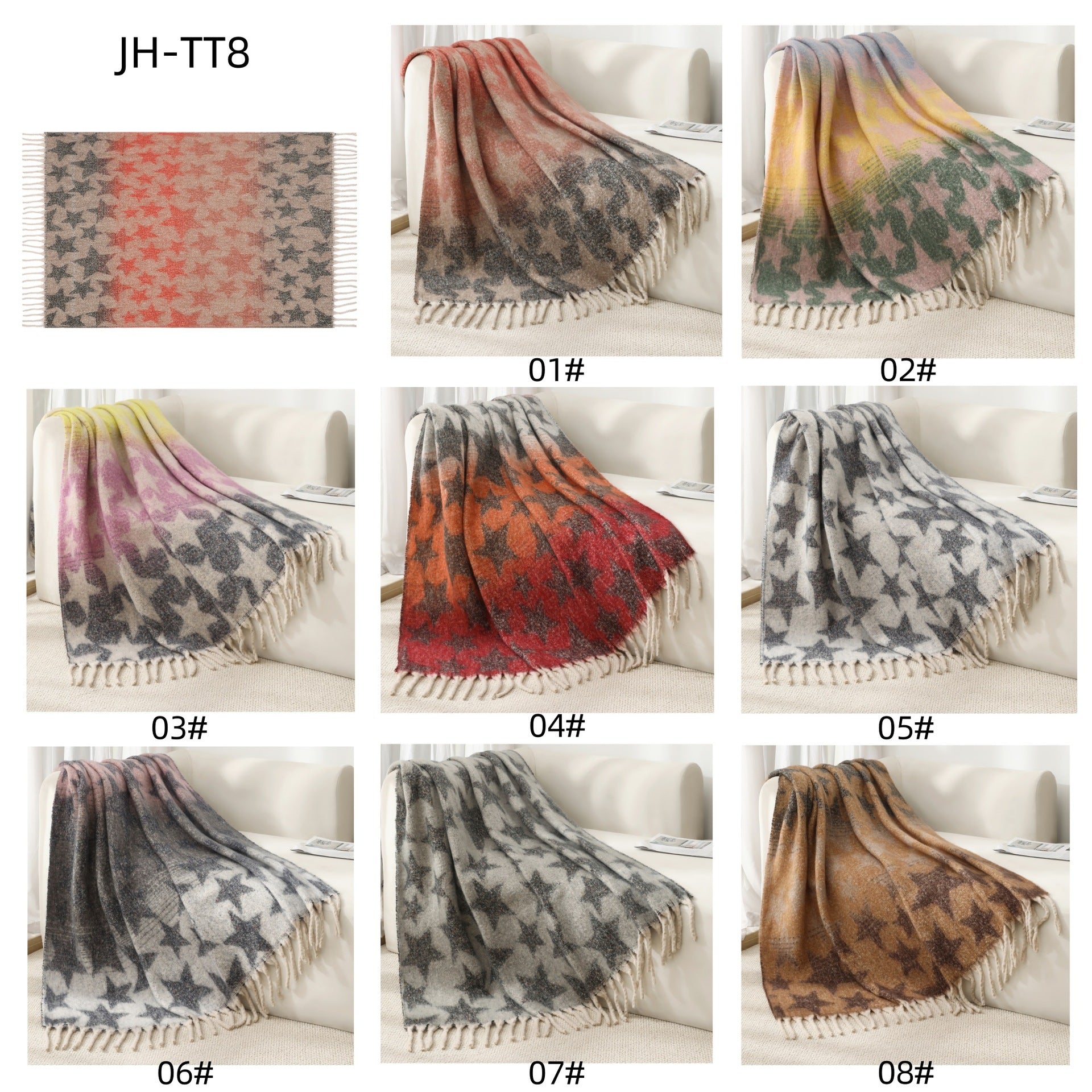 Blanket new European and American autumn and winter imitation mohair thickened large shawl jacquard star blanket