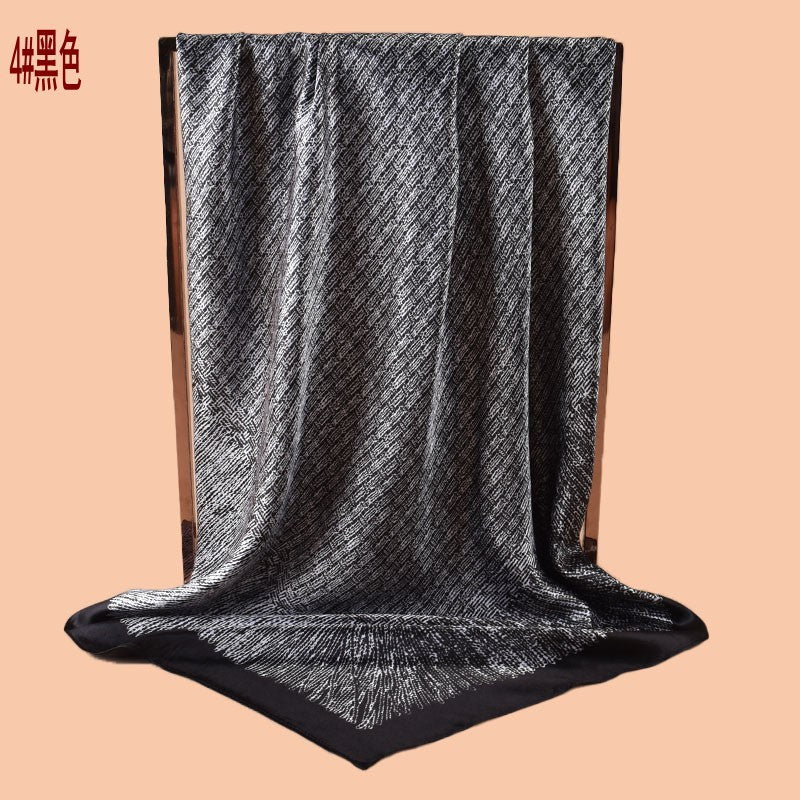 New 90cm-color geometric dot distribution printed square scarf with sunscreen bag head silk scarf decorative scarf