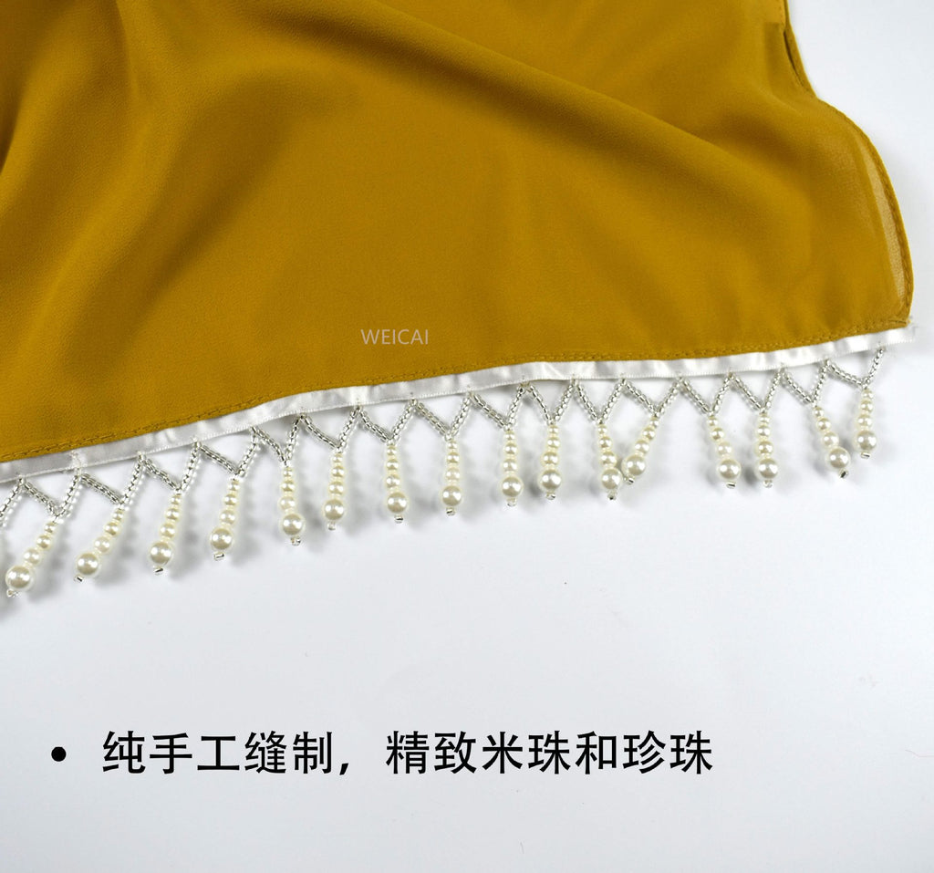 New high quality pearls, chiffon scarf Middle Eastern headscarf Muslim hijab