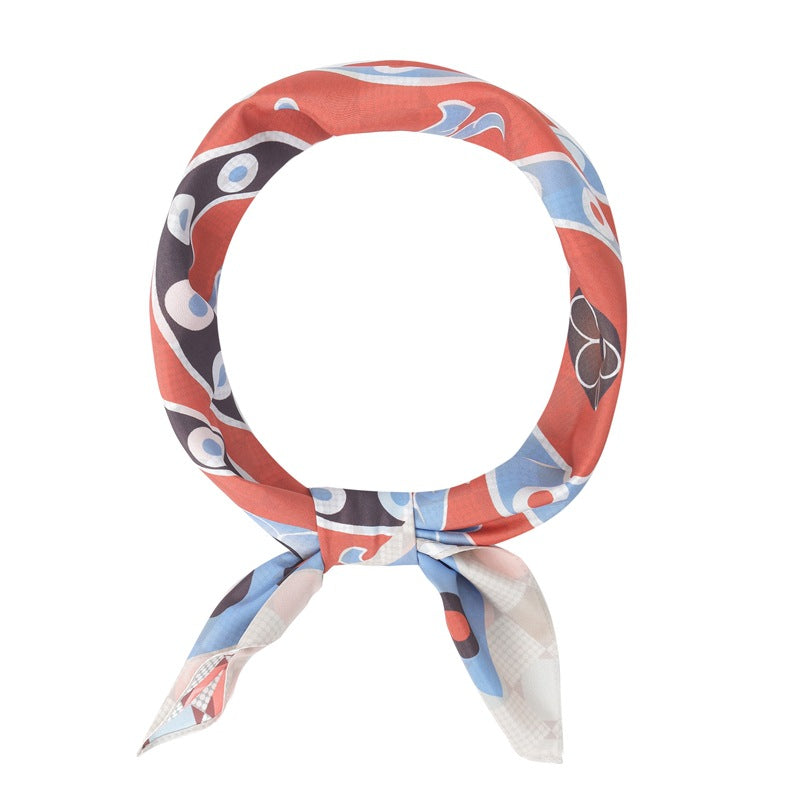 2025 new spring, summer and autumn thin headscarf double-sided printed silk scarf square scarf
