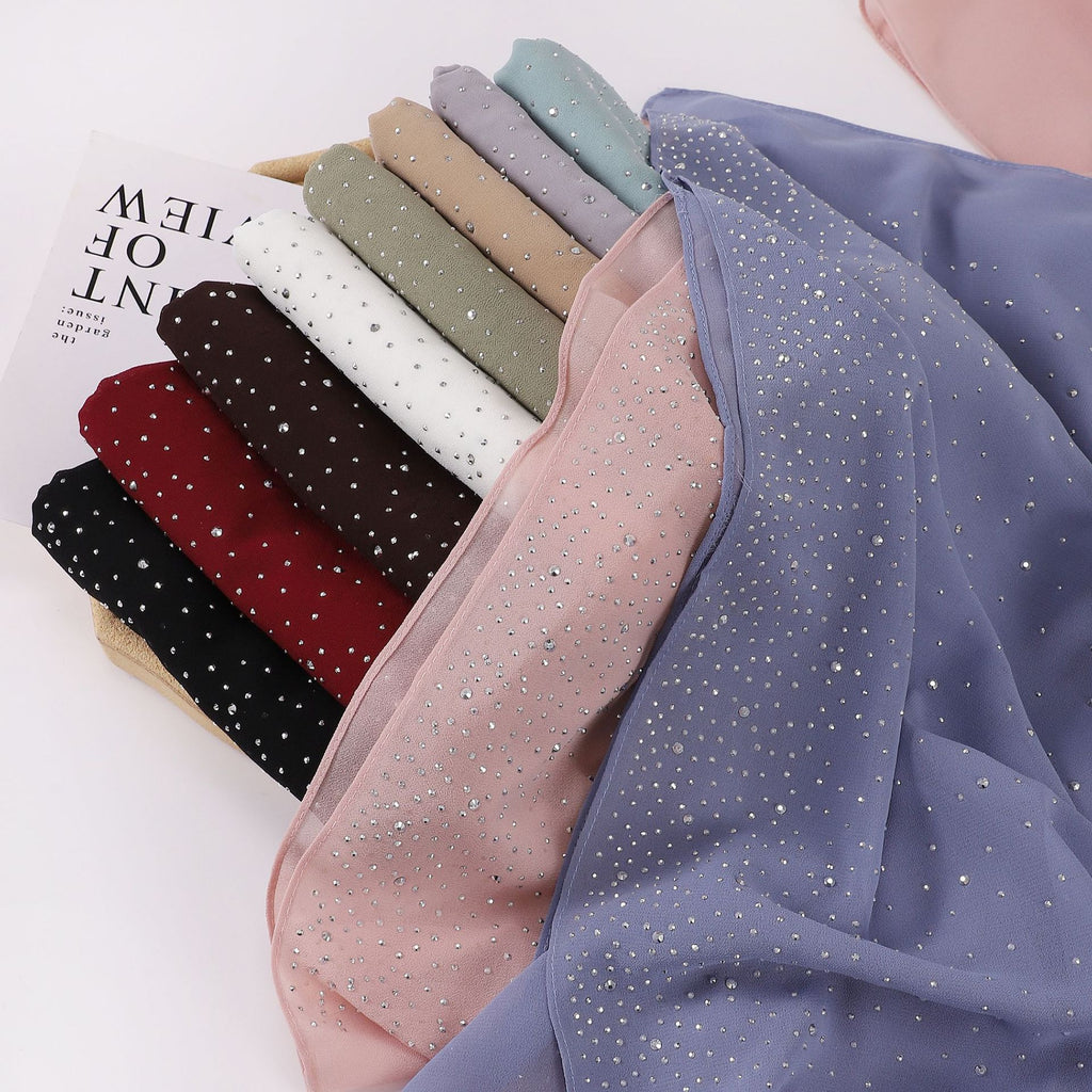 New single head irregular gypsy star hot diamond chiffon scarf yarn Middle Eastern headscarf Indonesian hijab