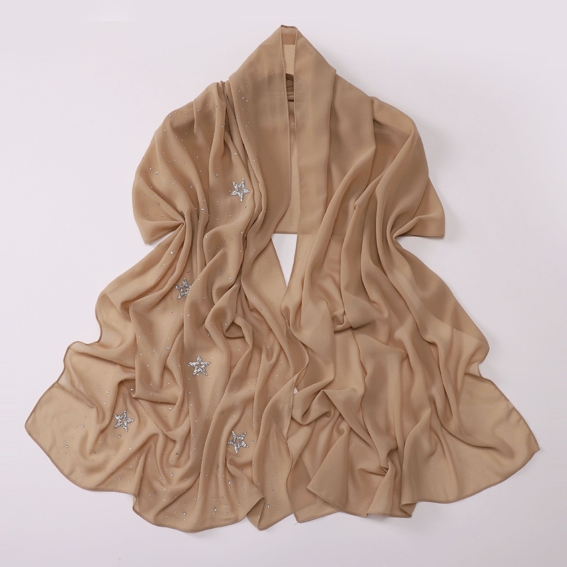 New chiffon half-width Gypsy star pentagram hot diamond long scarf, yarn scarf, Middle East Malay headscarf