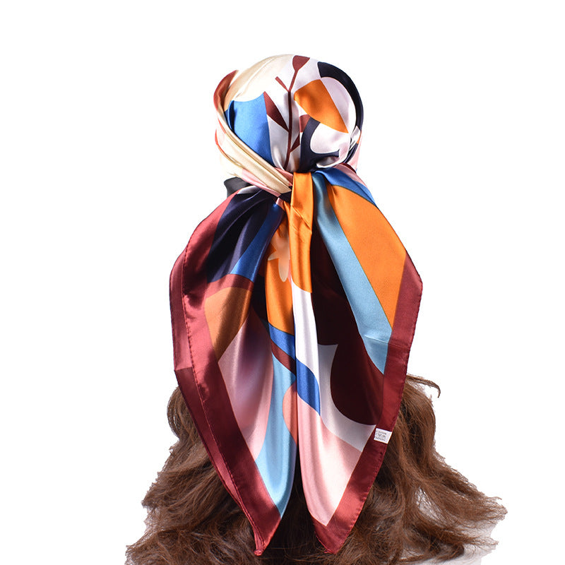 New product hot-selling fashion retro printing 90cm-color diced large square scarf silk scarf square scarf advanced sense