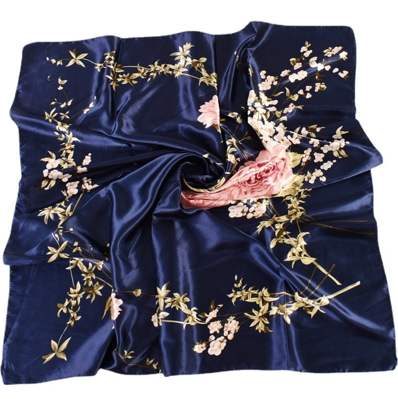 European and American fashion new professional square scarf women's flowery pattern, scarf silk scarf one piece hair