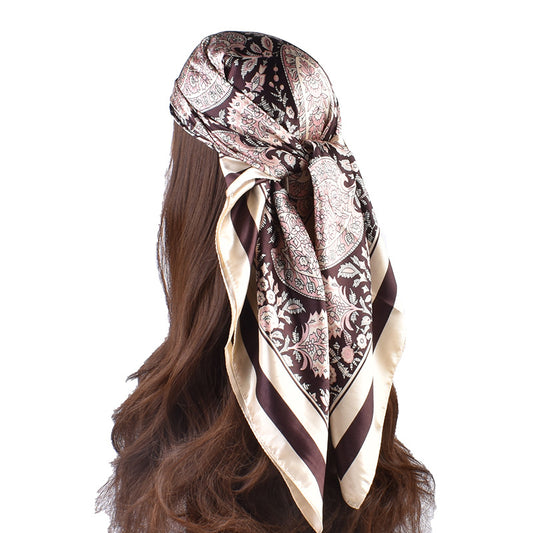 New cashew flower pattern printing 90cm * 90cm satin square scarf silk scarf