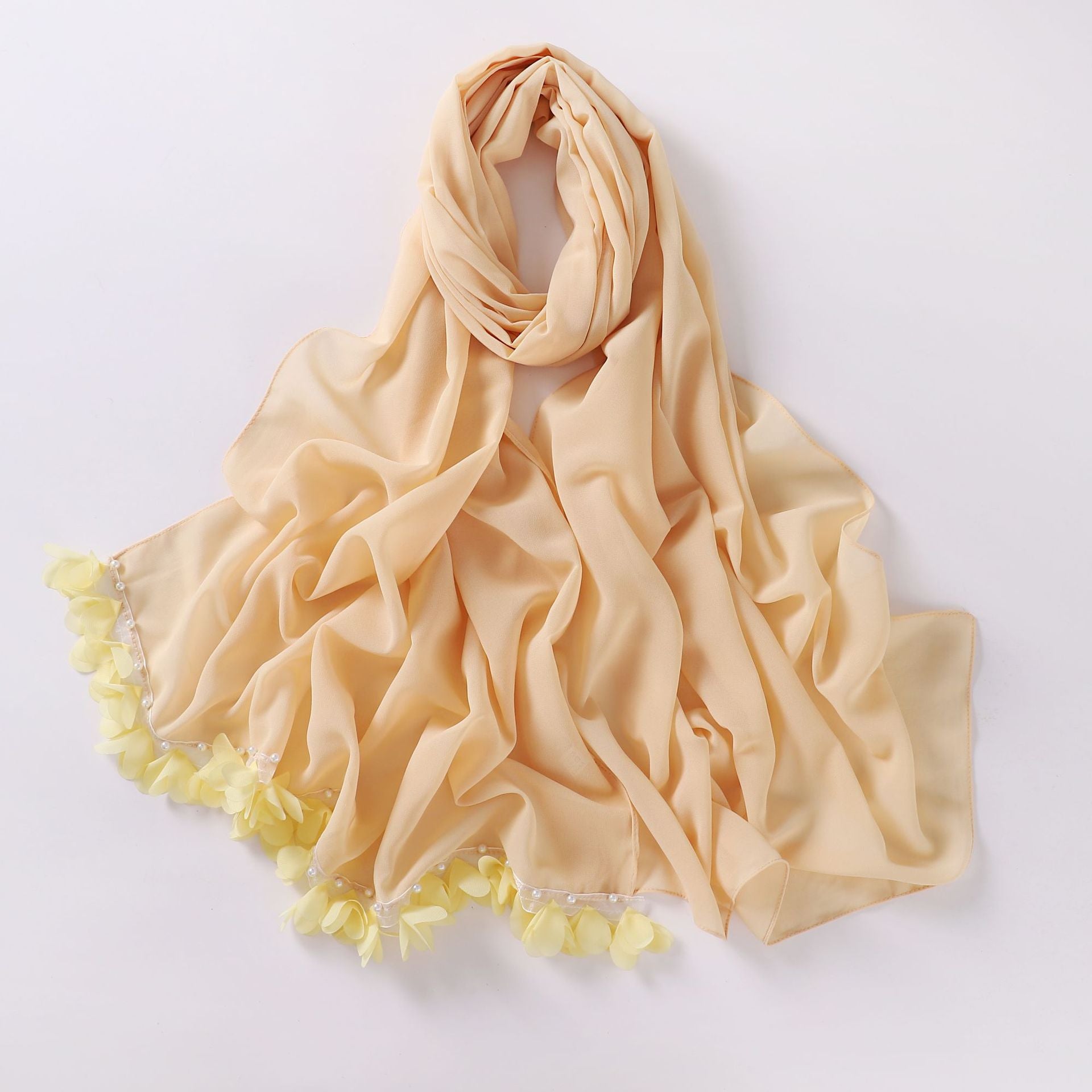 New pearl chiffon flower lace bead scarf middle east headscarf malaysia hijab