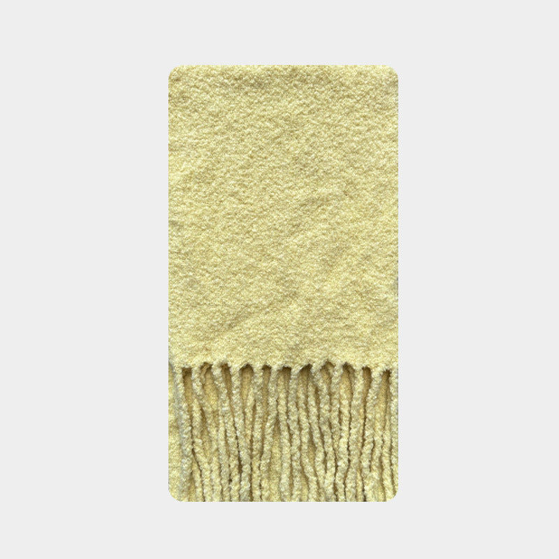 Korean designer 50% selection wool circle solid color fringed scarf women's winter atmosphere soft scarf